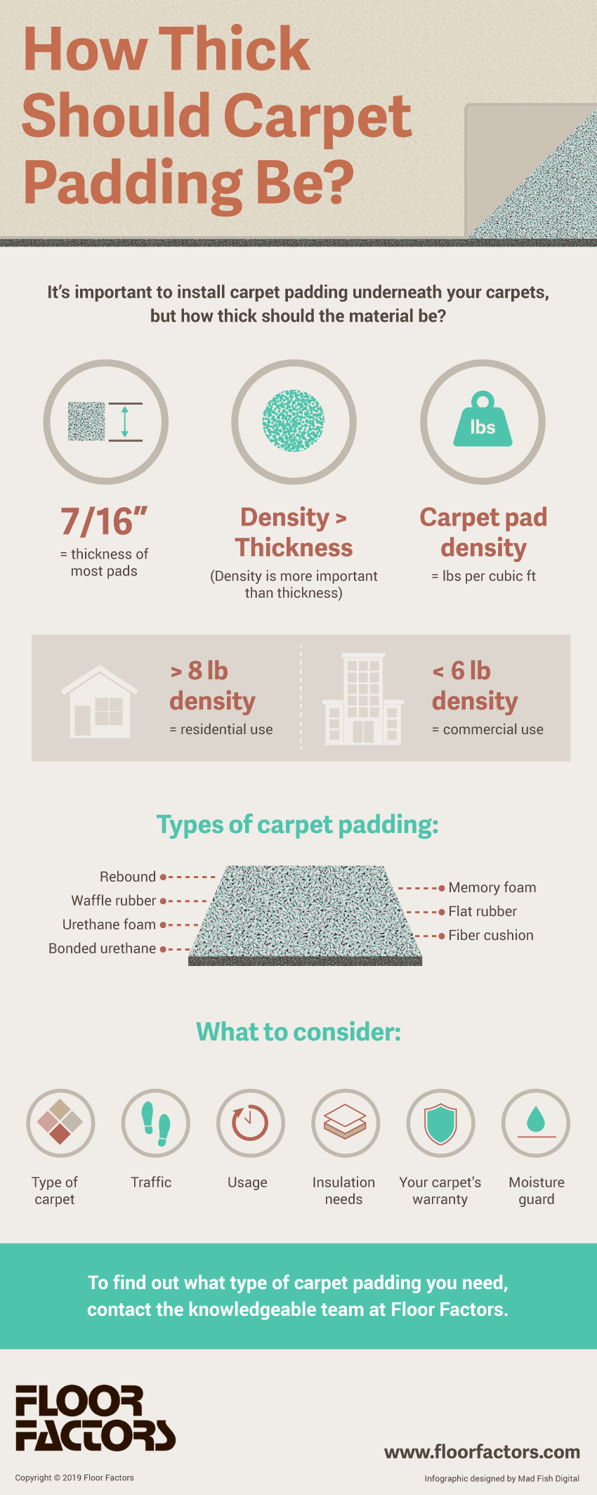 How thick should carpet padding be infographic