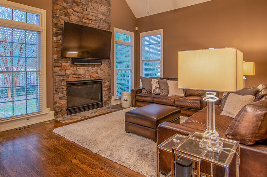 hardwood floor between living room