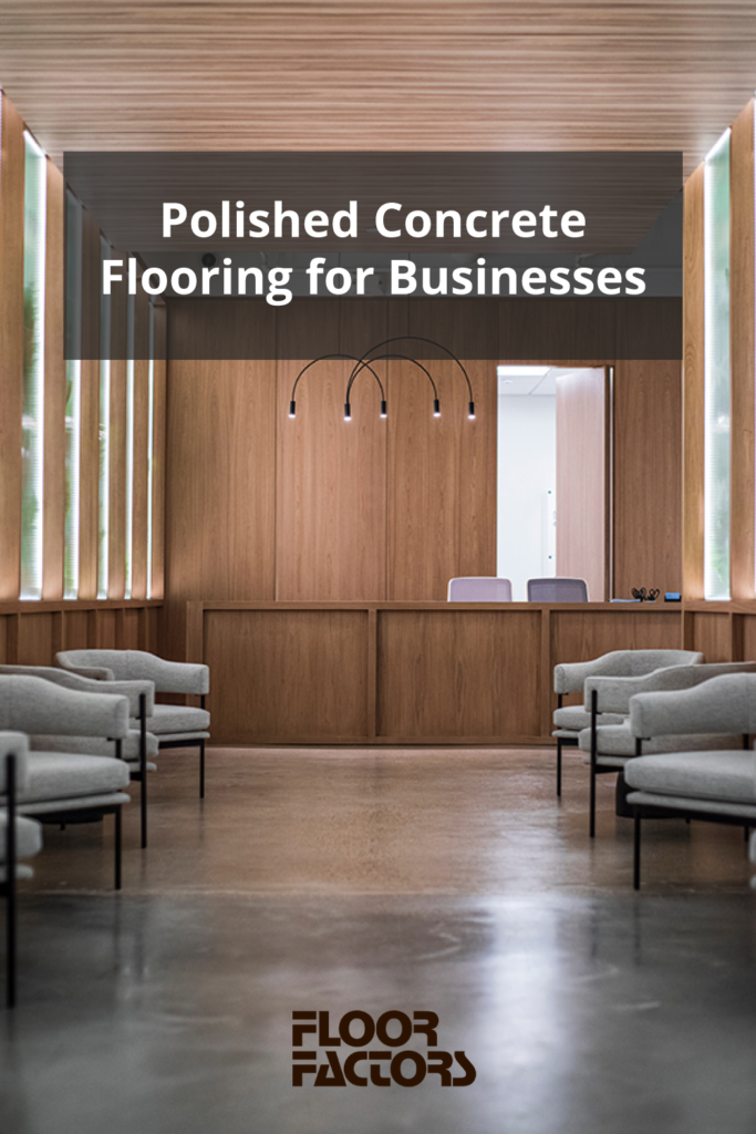 Polished concrete flooring in an office.