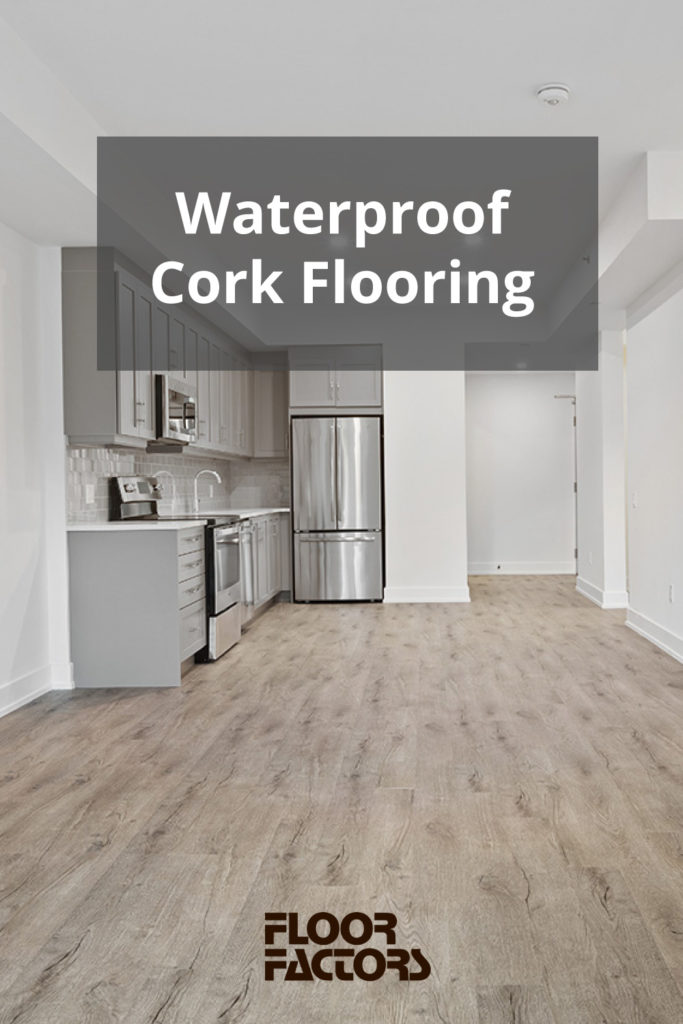 Waterproof cork flooring in a new kitchen.