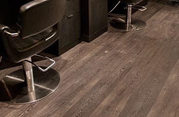 Luxury vinyl plank flooring in a hair salon.